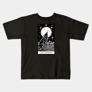 Tarot Card The Moon Wolf Howling Kids T-Shirt